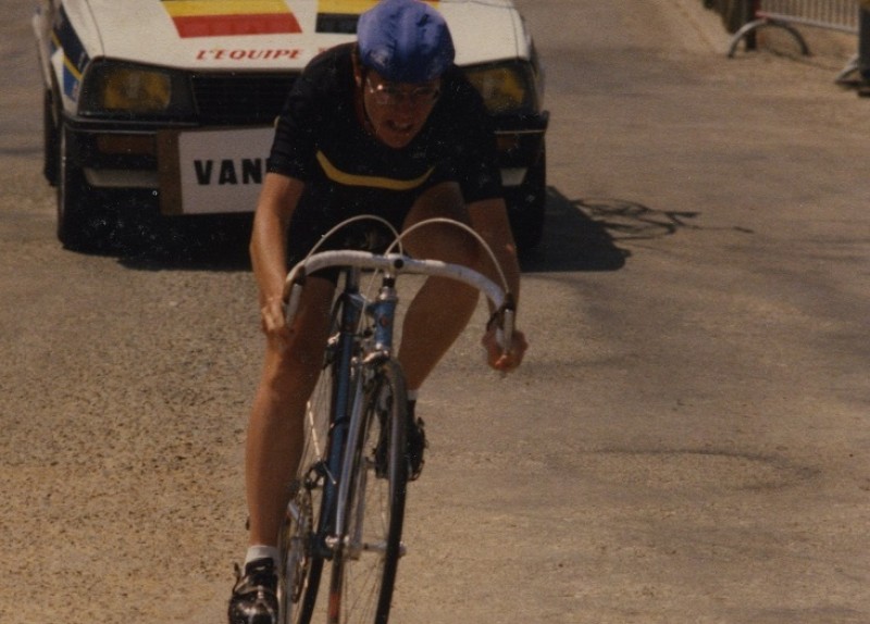 Josian Vanhuysse tijdens de individuele tijdrit in de Tour de France Féminin 1985