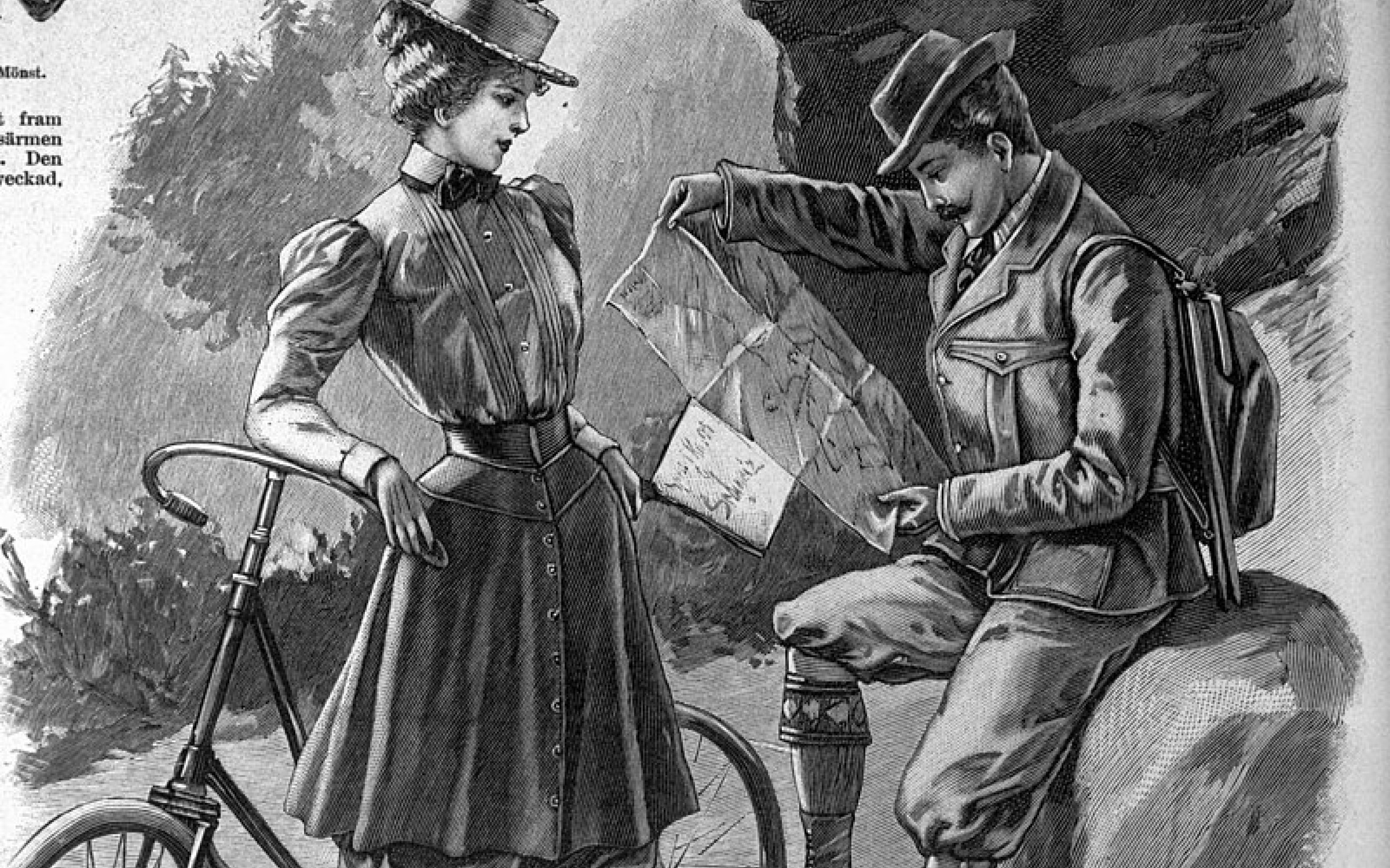 Fietstoeristen 19de eeuw Nordiska Museet