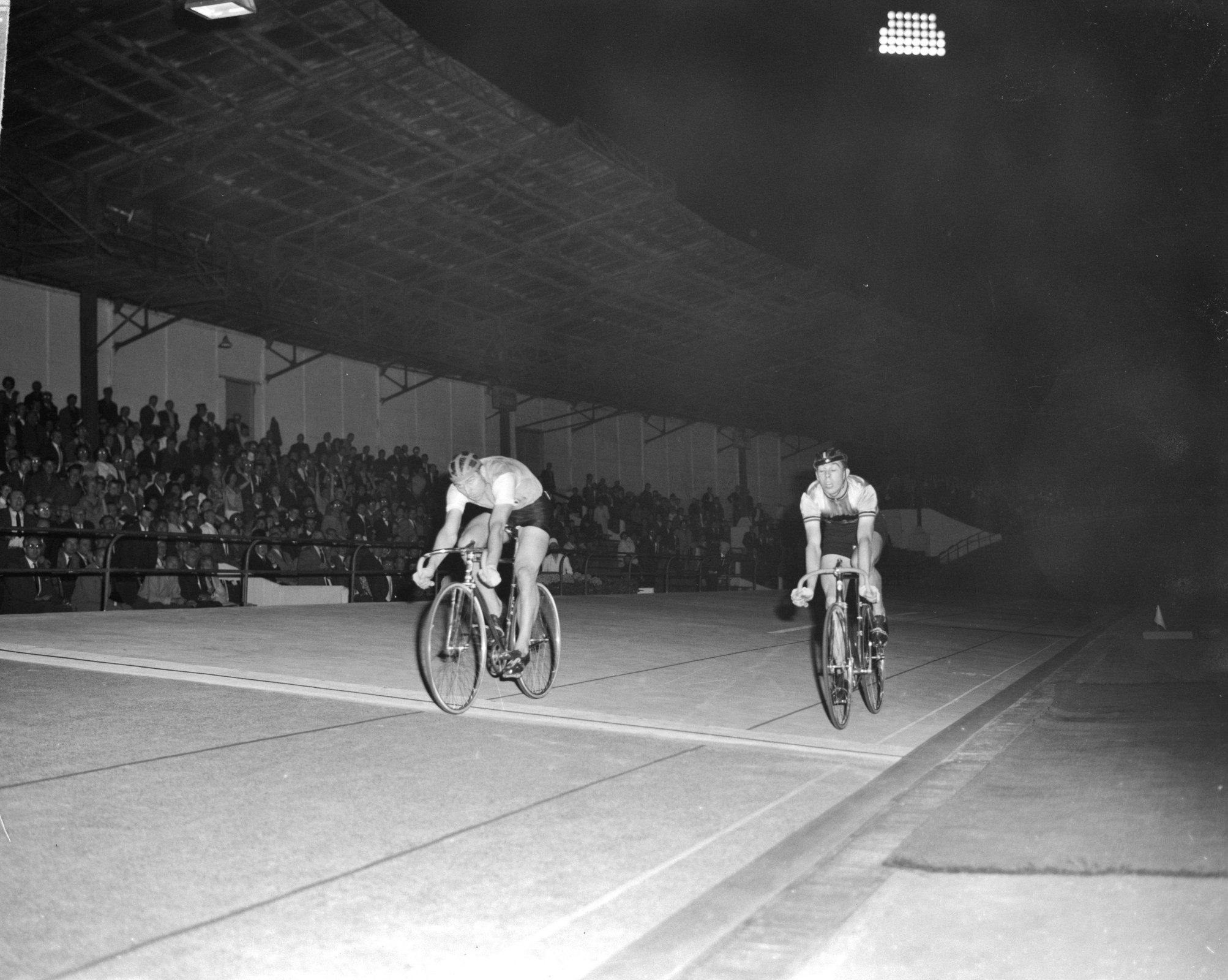 Aankomst van Sercu en Bianchetto tijdens het WK in Rocourt 1963